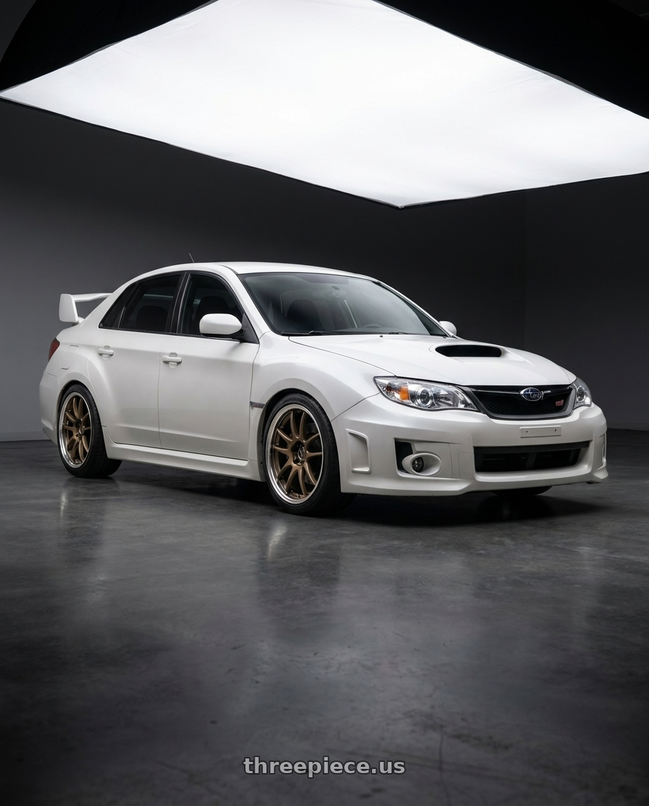 2011 sti sedan  with Work Cr 2P 5x114.3 19x9.0 +38 Matte Bronze wheels