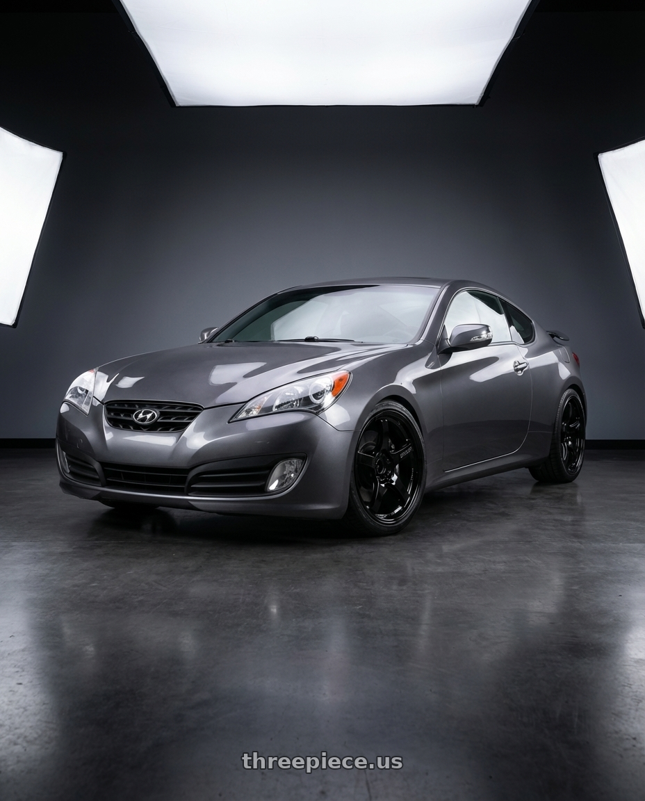 2014 Hyundai Genesis Coupe with Gram Lights 57CR 5x114.3 19x10.5+12 Glossy Black wheels