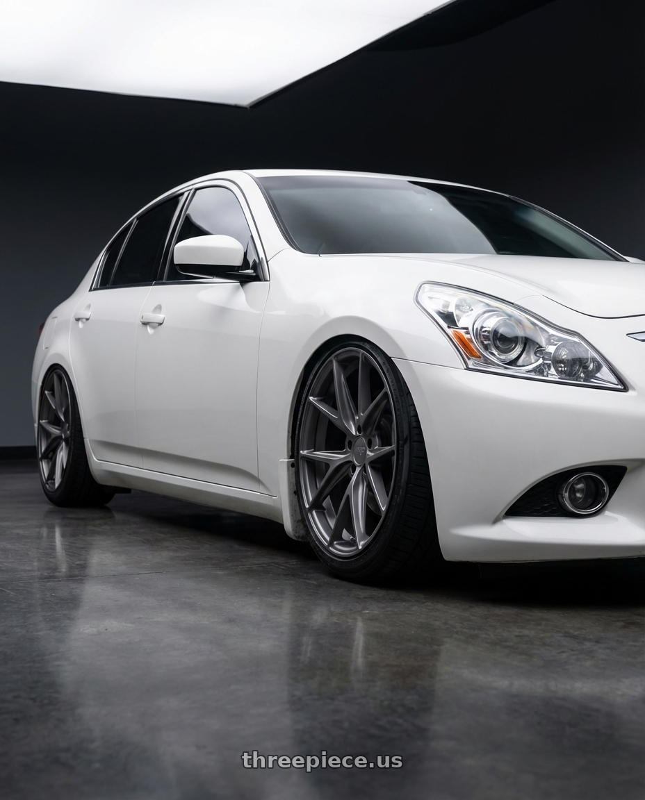 2012 Infiniti G37 with Gram Lights 57fxm 5x1143 19x8545 Matte Graphite 19x9 Et45 wheels
