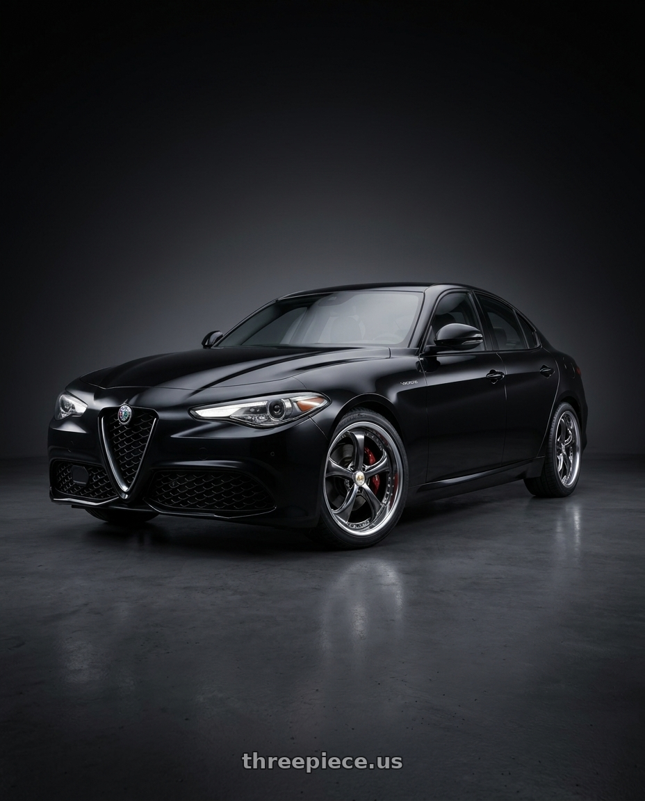 2024 alfa romeo guilia with Work Wheels VS-KF 5x110 18x7.5+34 Brilliant Silver Black A Disk FULL REVERSE wheels