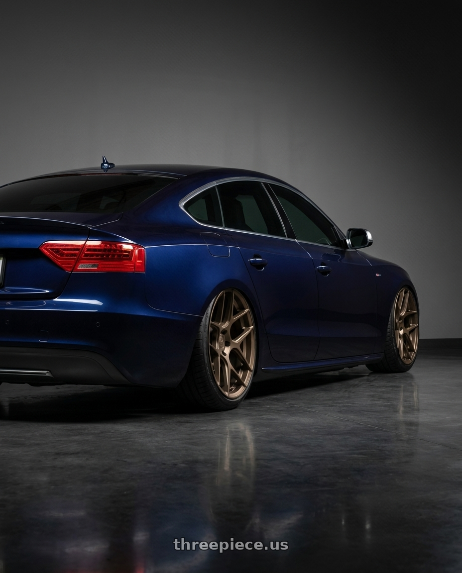 2014 Audi S5 B8 with Aodhan AFF2 5x112 20x10.5+35 Matte Bronze wheels rear three quarter view slight stretch tires