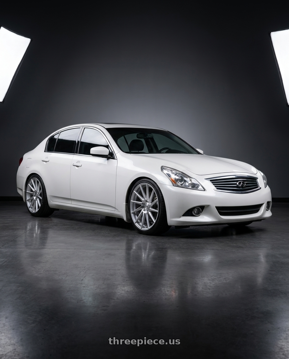 2012 Infiniti G37 with Niche 1PC M112 SURGE 5X114.3 19X8.5 +35 GLOSS SILVER MACHINED wheels