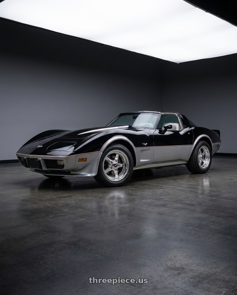 1978 chevy Corvette with Race Star 92 Drag Star 5x120.65 15x8 +19 Polish wheels