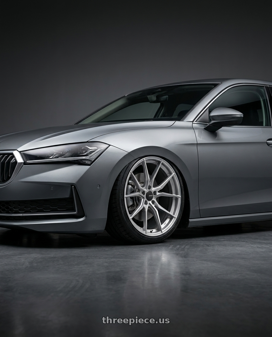 2025 Skoda superb with Advanti Racing 80S Hybris 5X108 18x8 +45 Silver with Machined Face wheels