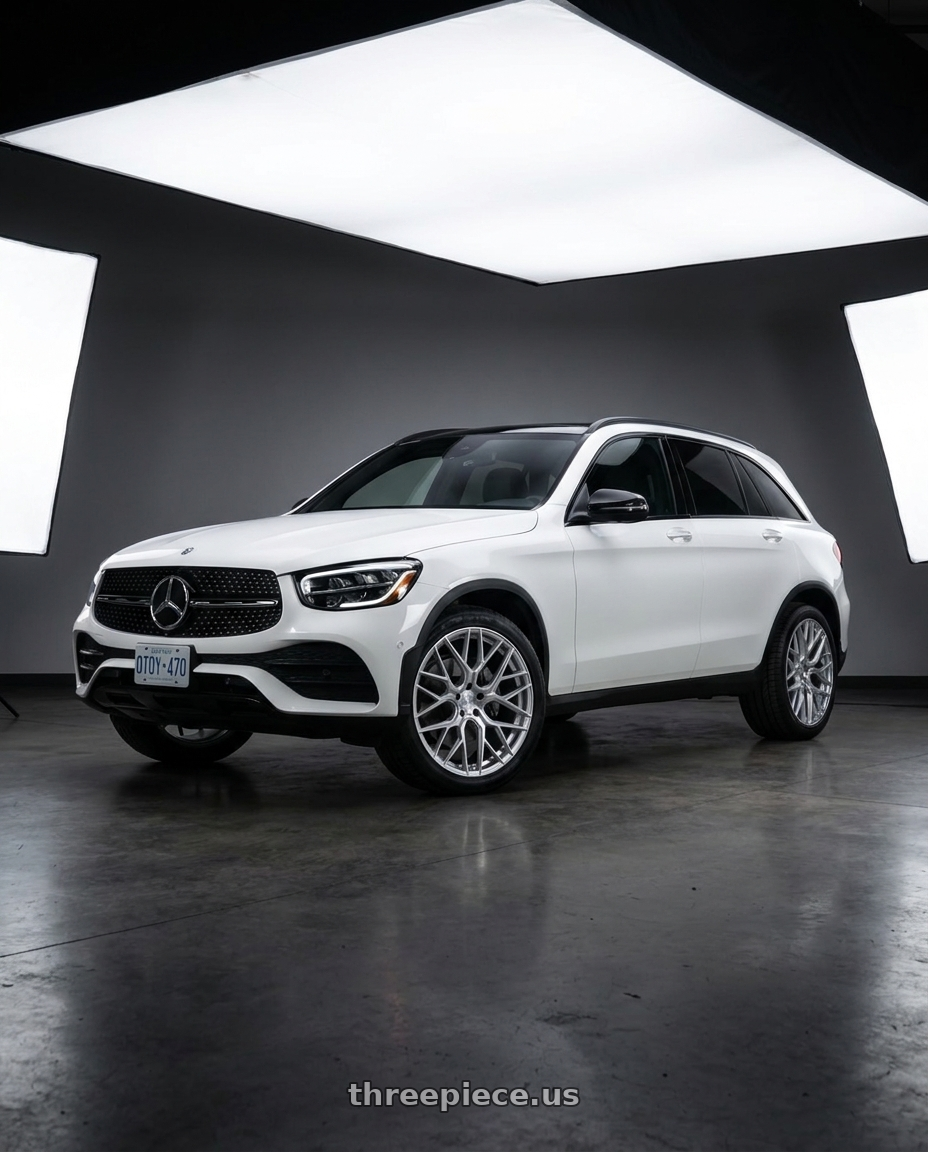 2022 Mercedes Glc300 with Aodhan AFF9 5x120 20x9+30 Gloss Silver Machined Face wheels