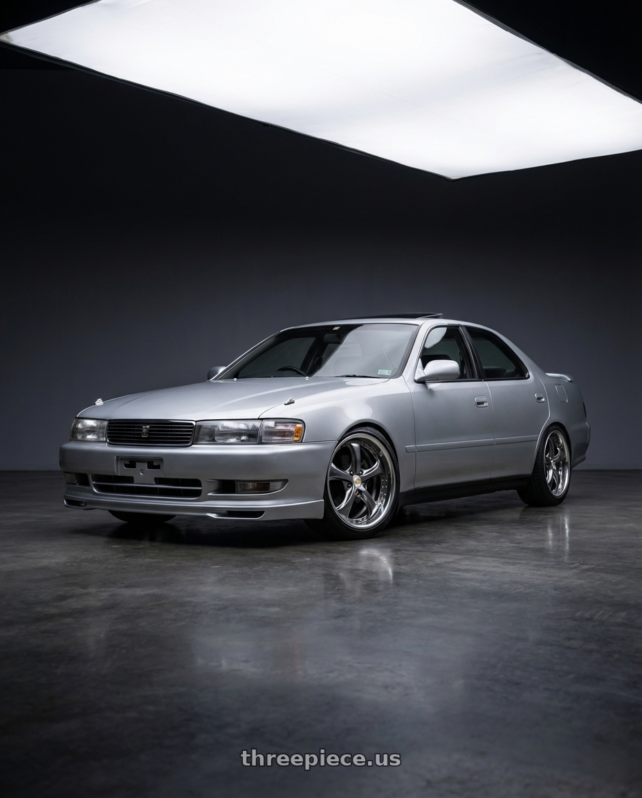 1994 Toyota Cresta tourer V with Work Wheels VS-KF 5X114.3 19x7.5+34 Brilliant Silver Black A Disk FULL REVERSE wheels