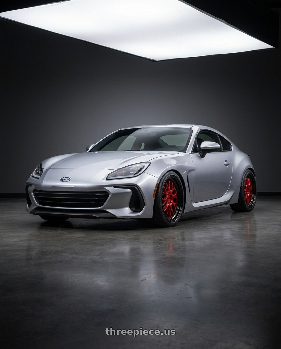 2022 Subaru BRZ Premium with F1R F21 5x100/5x114.3 18x10.5 +40 Candy Red/Black Lip v2 wheels