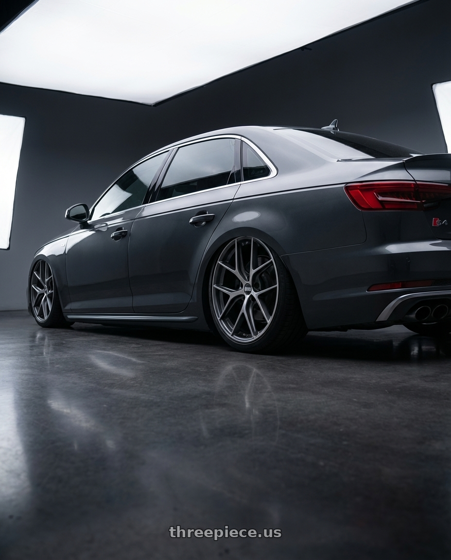 2023 Audi S4 B9 with BBS CC-R 5x112 20x9.5+42 Graphite w/ Diamond Cut Face wheels rear three quarter view slight stretch tires