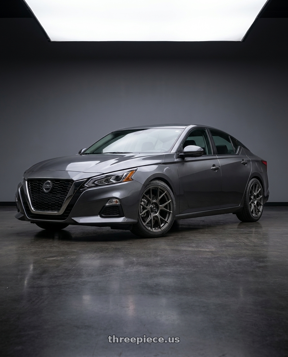 2021 Nissan Altima SV with Konig Ampliform 5x114.3 18x8.5+35 Dark Metallic Graphite wheels