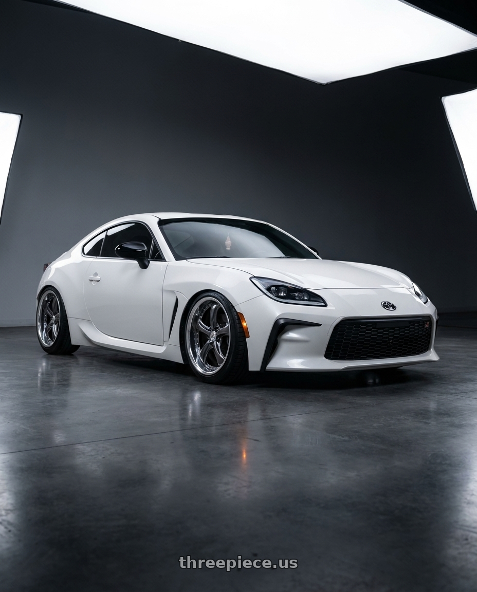 2025 Toyota gr86 base white with Work Wheels VS-KF 5x100 18x9.5+27 Brilliant Silver Black O Disk FULL REVERSE wheels
