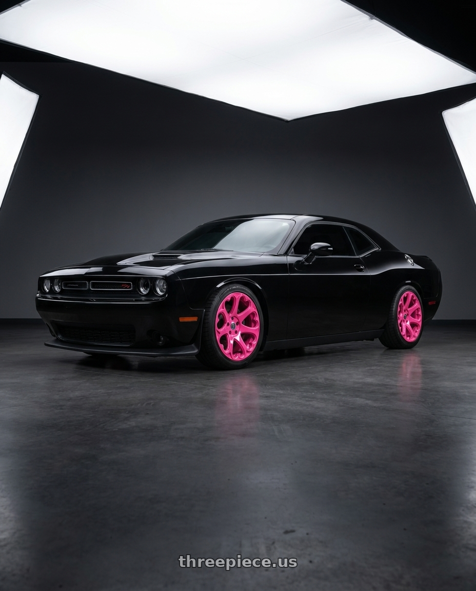 2015 dodge challenger with HERITAGE WHEEL KOKORO MONOC 5x114.3 17x8 +25 PINK wheels