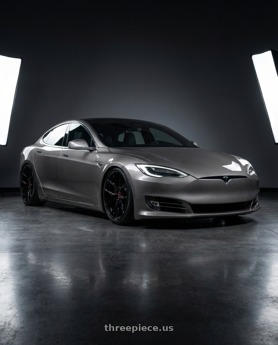 2018 Tesla Model S with Vossen HF-5 21x12 / 5x120 / ET52 / Deep Face / 72.56 - Gloss Black Wheel - HF5-1B36 wheels