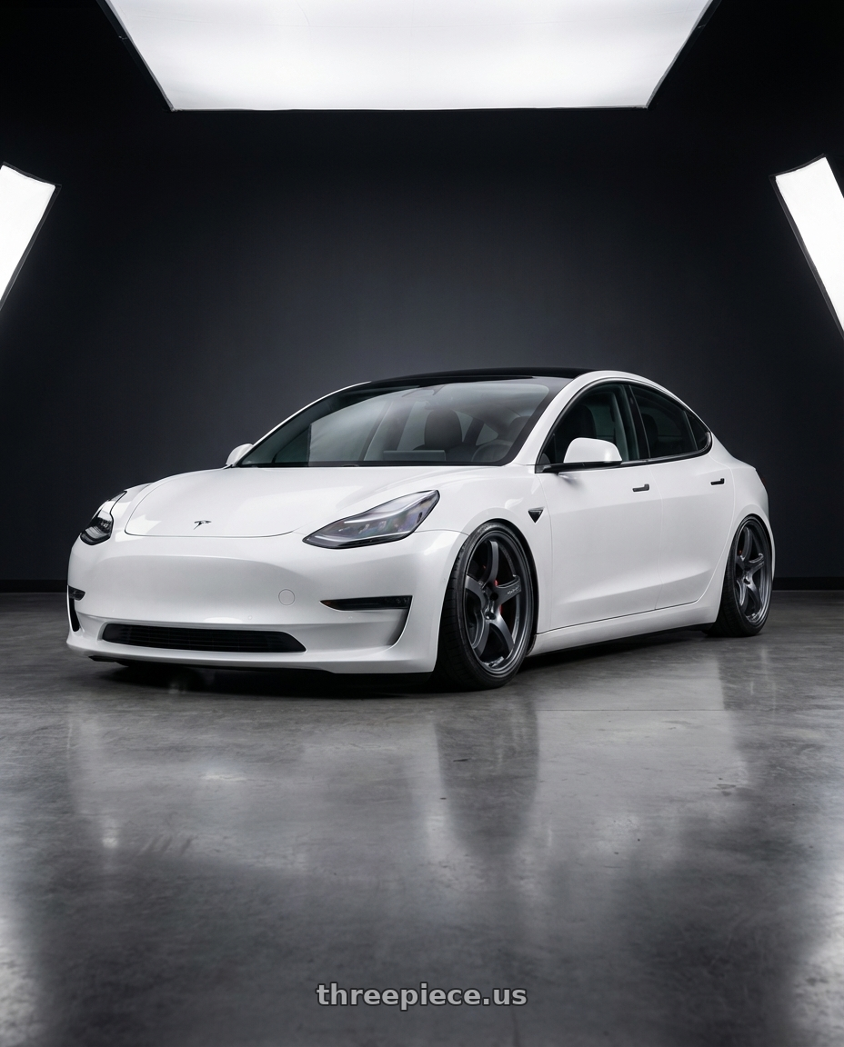 2023 Tesla Model 3 with Gram Lights 57CR 5x114.3 19x9.5+25 Gunblue II wheels