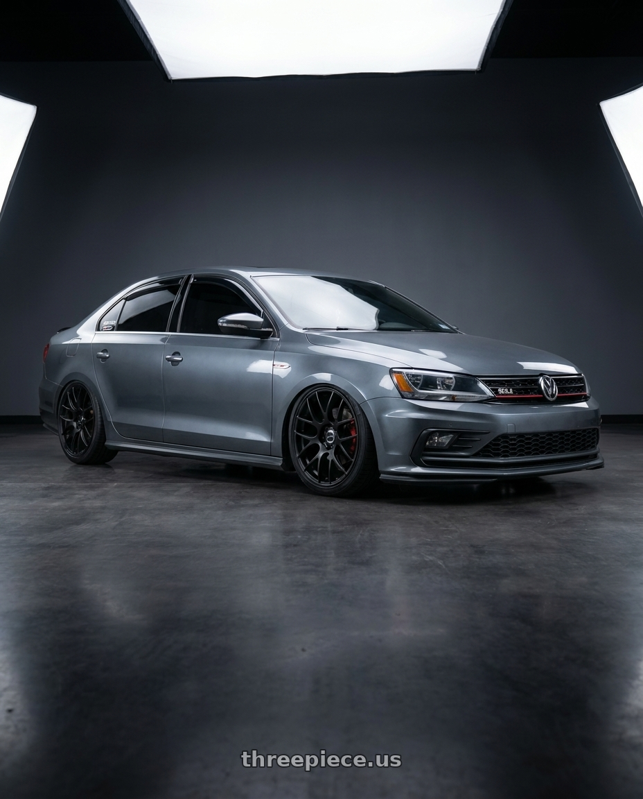 2016 VW Jetta gli with Work Emotion m8r 5x114.3 18x8.5 +35 Matte Black wheels