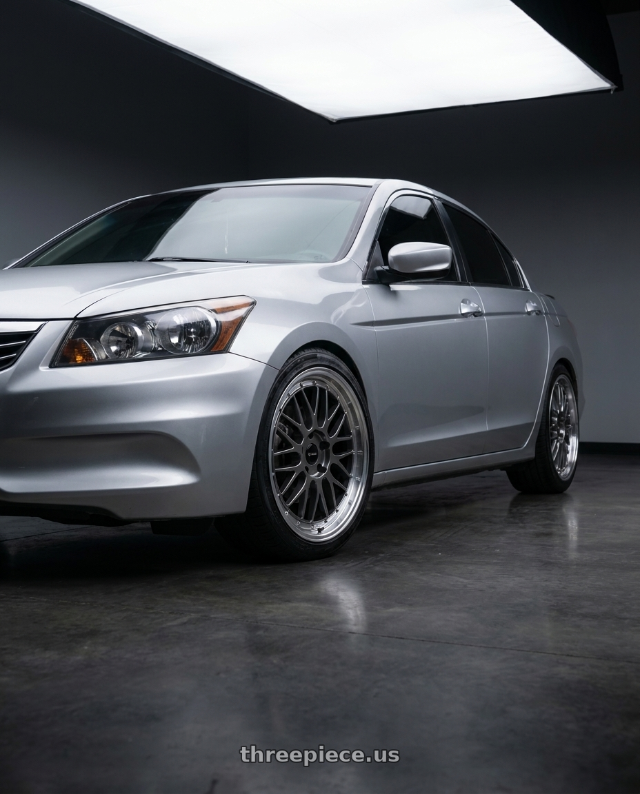 2012 Honda Accord Sedan with Vors VR8 5x114.3 18x8  +35 Hyper Black Machine Lip Chrome Rivet wheels