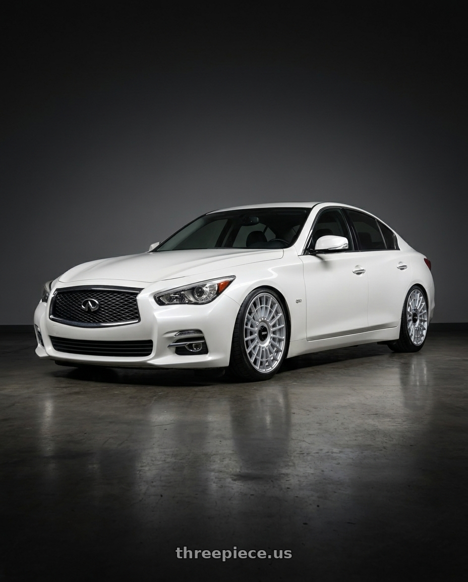 2014 Infiniti Q50 20T with Rotiform 1PC R134 FLG 5X120 18X8.5 +35 GLOSS SILVER wheels
