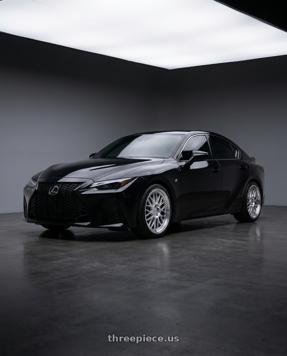2022 Lexus is350 awd f with KATANA RACING KR06 5x114.3 18x8 +40 Glossy Silver Machine Lip wheels