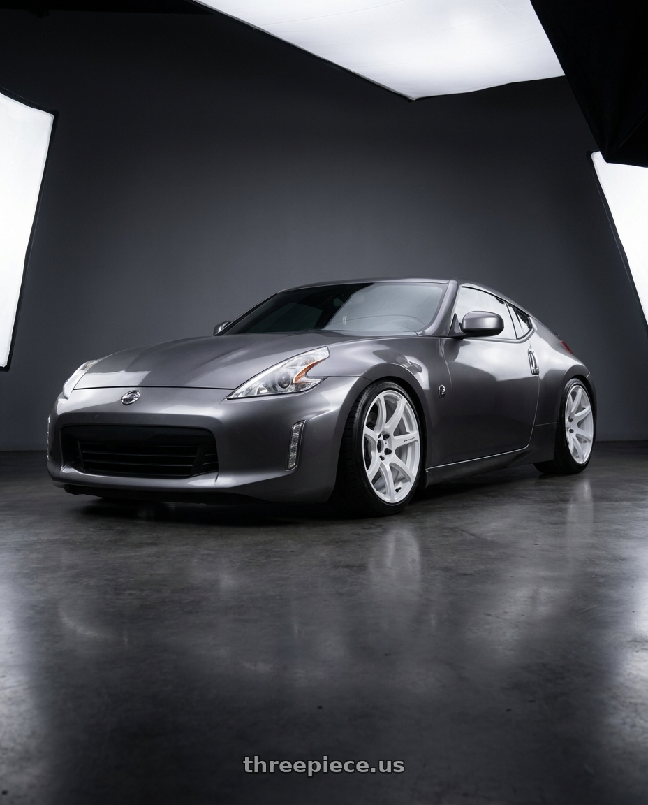 2009 Nissan 370z with Work Emotion T7r 5x100 19x10.5 +12 White wheels