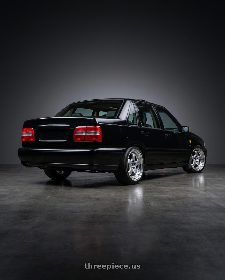 2000 Volvo s70 GLT with Work Meister S1 3P 5x108 17x8+36 W Disk Silver wheels rear three quarter view square tires