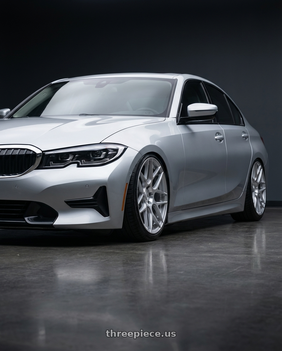 2023 BMW 3 Series G20 with Aodhan AFF2 5x112 19x9.5+35 Gloss Silver Machined Face wheels