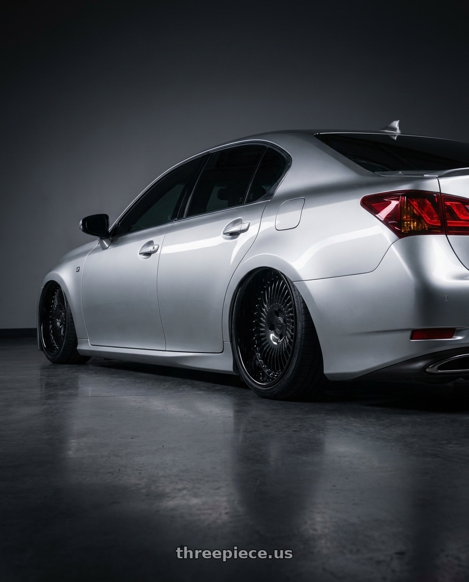 2015 Lexus gs350 with Heritage Wheel SENDAI-DIR wheels rear three quarter view square tires