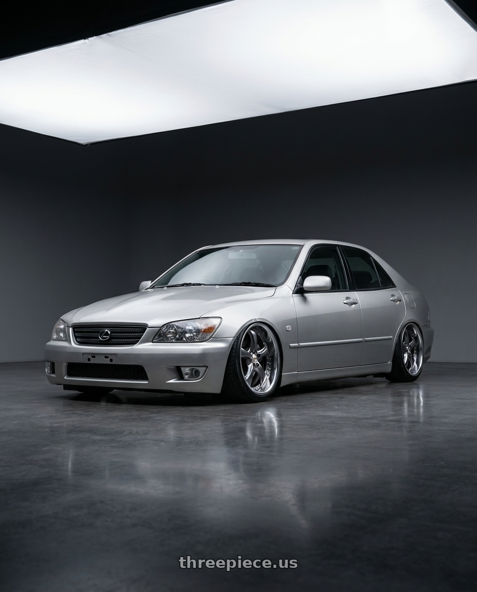 2001 Lexus is200 with Work Wheels VS-KF 5X114.3 19x7.5+34 Brilliant Silver Black A Disk FULL REVERSE wheels