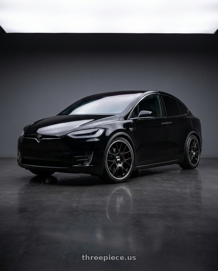 2016 Tesla Model X with BBS CH-R 5x120 20x9 +24 Satin Black Polished Rim Protector wheels