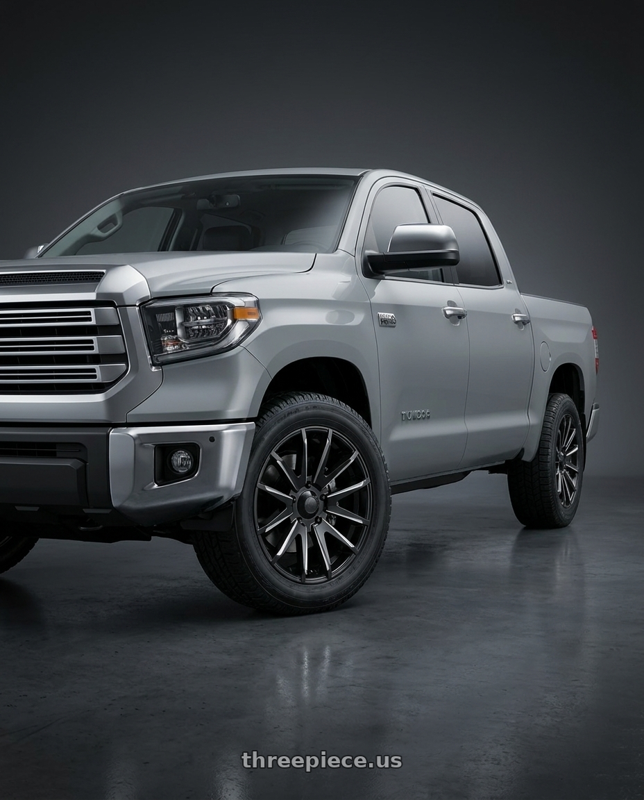 2020 Toyota tundra limited cement with Mayhem Crossfire 8109 5x150 22x9.5+25 Gloss Black Milled wheels