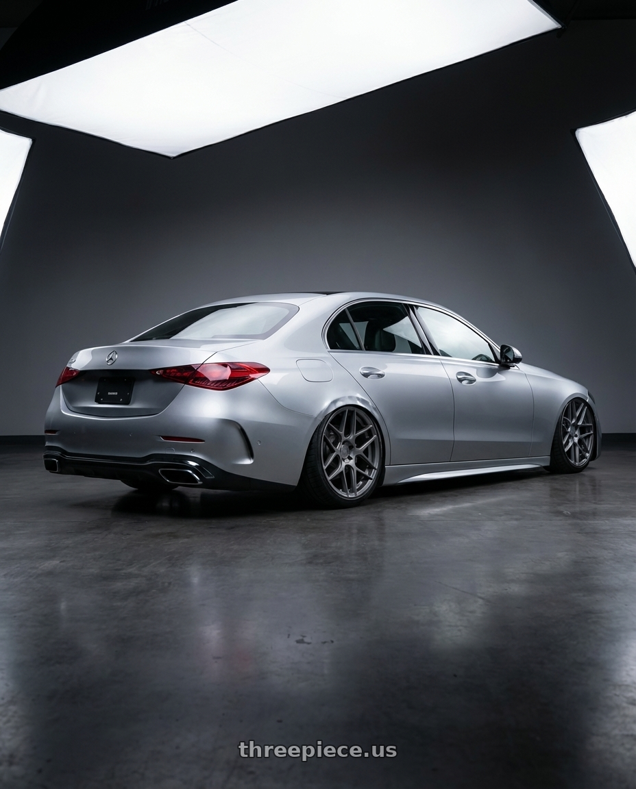 2022 Mercedes-Benz C-Class W206 with Aodhan AFF2 5x112 19x9.5+35 Matte Gray wheels rear three quarter view slight stretch tires