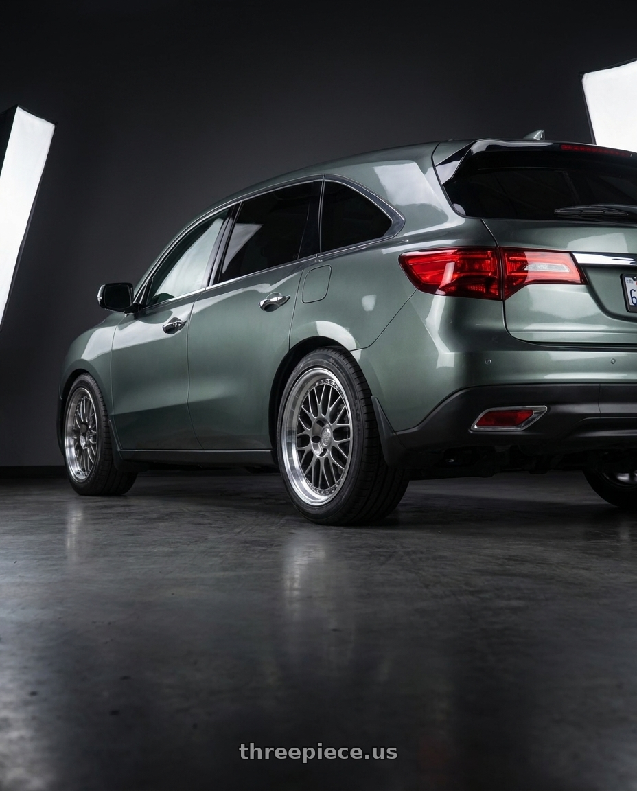 2014 Acura mdx with Aodhan AH02 5x114.3 19x8.5 +35 Hyper Black w/ Machined Lip wheels rear three quarter view square tires