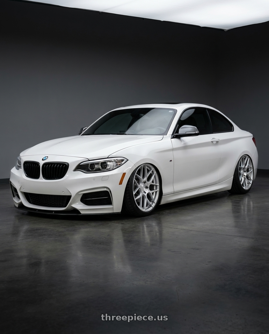 2018 BMW 2 Series F22 with Aodhan AFF2 5x120 19x9.5+35 Gloss Silver Machined Face wheels
