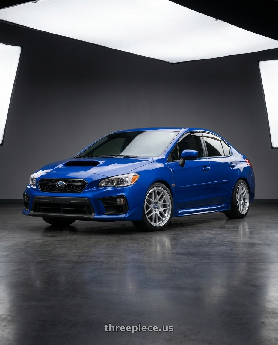 2021 Subaru WRX with Motegi MR158 TSUBAKI 5X112 18x9.5 +35 HYPER SILVER W/ MACHINED LIP wheels