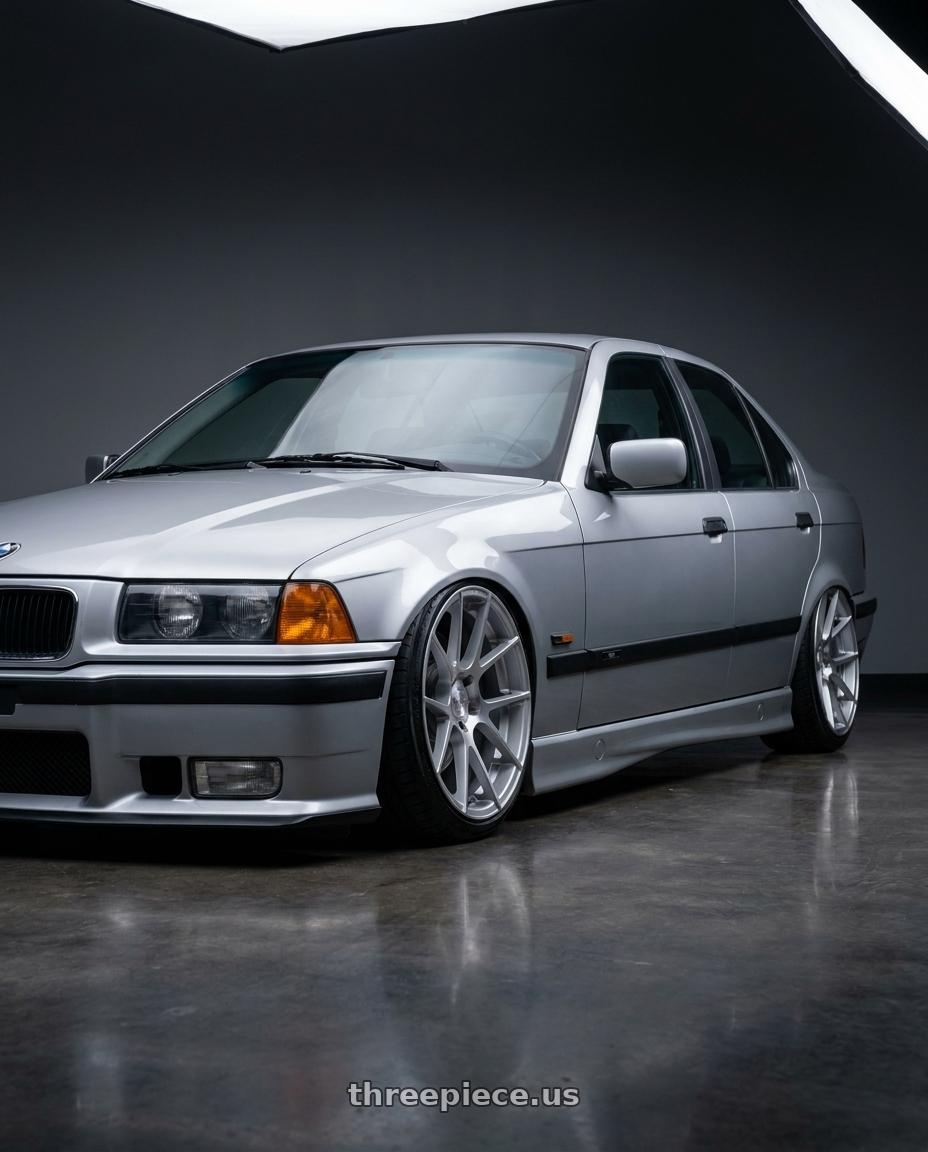1996 Bmw 328I Silver with Avant Garde Wheels M510 5X100 19x8.5 +45 Satin Silver wheels