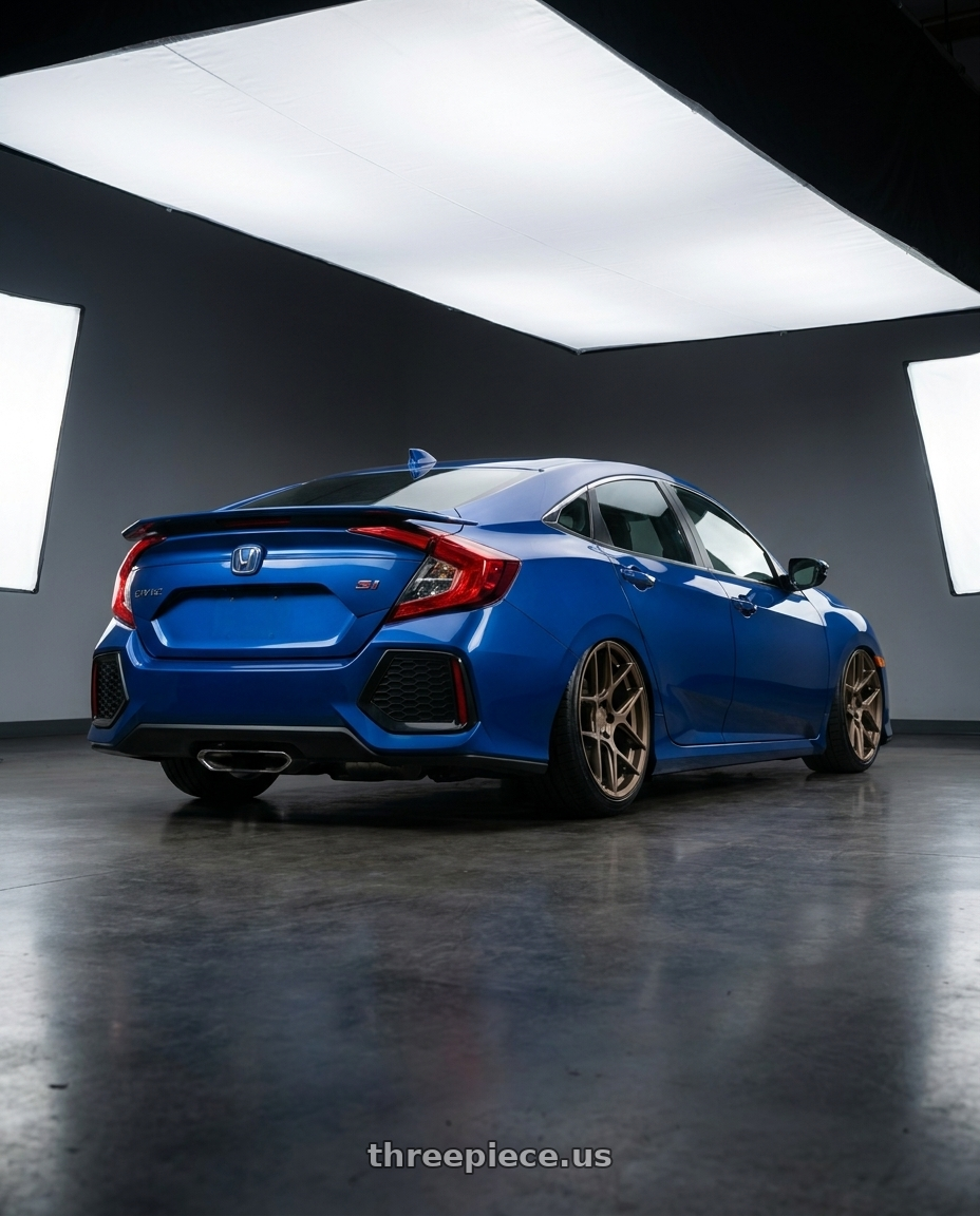 2018 Civic si with Aodhan AFF2 5x114.3 19x8.5+35 Matte Bronze wheels rear three quarter view slight stretch tires