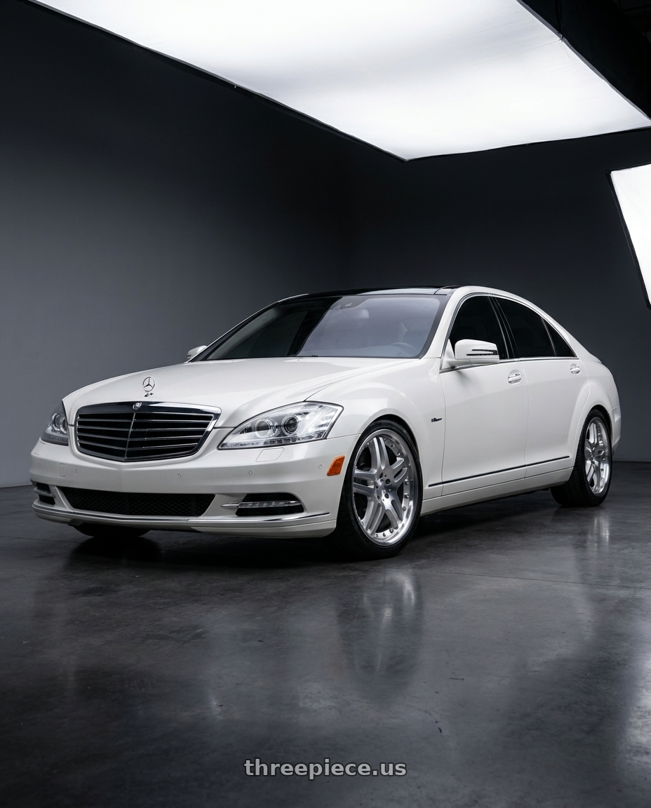 2012 Mercedes-Benz S550 with OE Wheels MB09 5x112 18x8.5+35 Gloss Silver Machined wheels