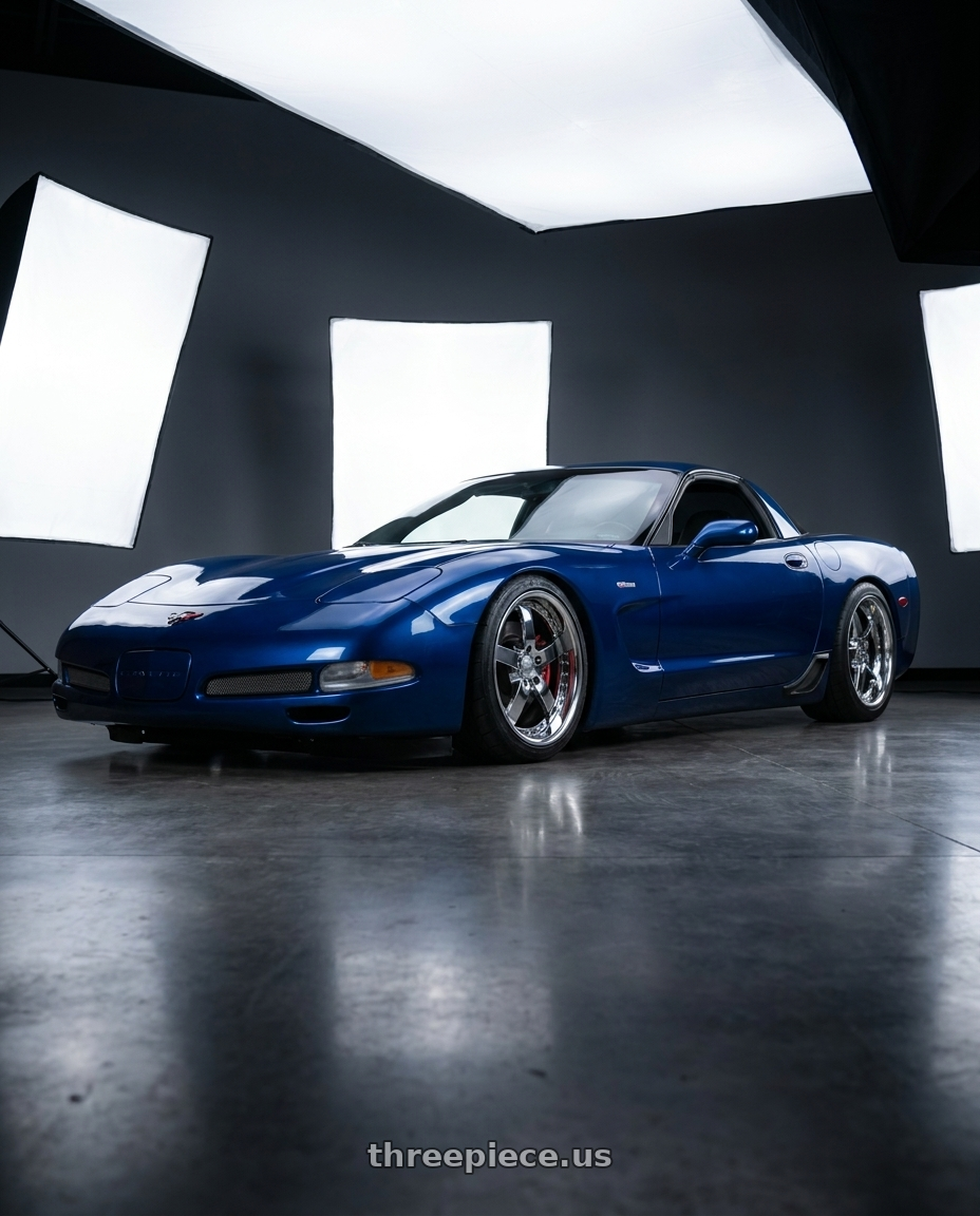 2003 Chevy Corvette Z06 Laguna with Work Equip E05 5x108 19x10.5+10 r disk 3d Chrome wheels