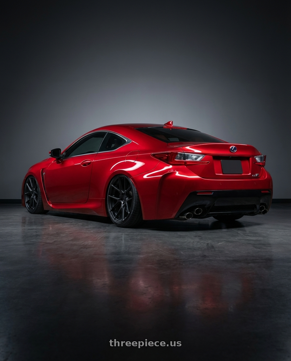 2018 Lexus RC F with Avant Garde Wheels M510 5X114.3 19x9.5 +40 Matte Black wheels rear three quarter view slight stretch tires