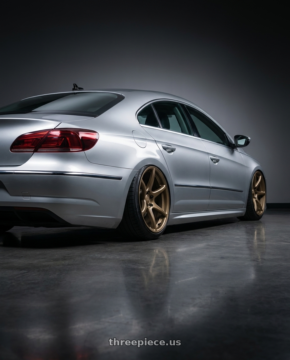 2015 Volkswagen CC with Kansei K11B Tandem 5X112 19x10.5 22 Bronze wheels rear three quarter view slight stretch tires