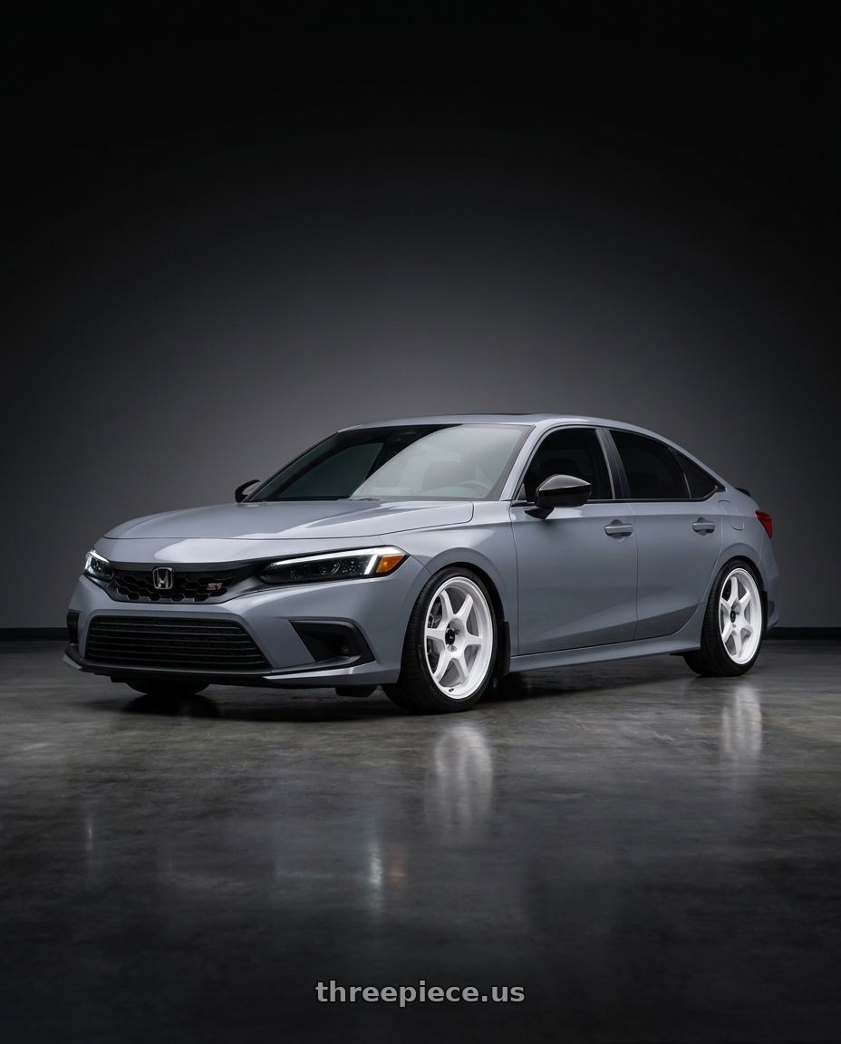 2026 Honda civic si with Konig Hexaform 5X114.3 18x8.5+43 Gloss White Flow Formed wheels