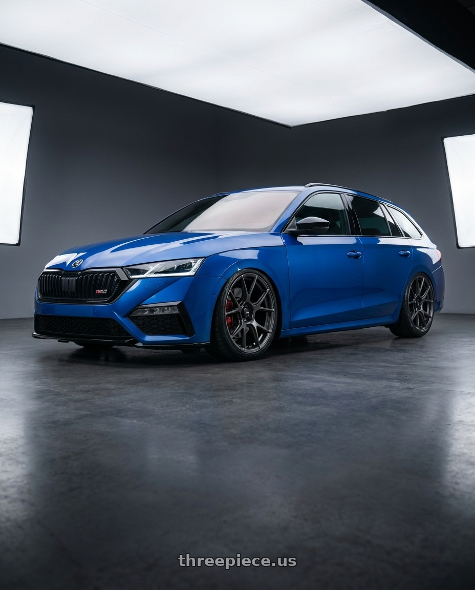 2023 Skoda octavia combi rs with Konig Ampliform 5x114.3 20x8.5+30 Dark Metallic Graphite wheels