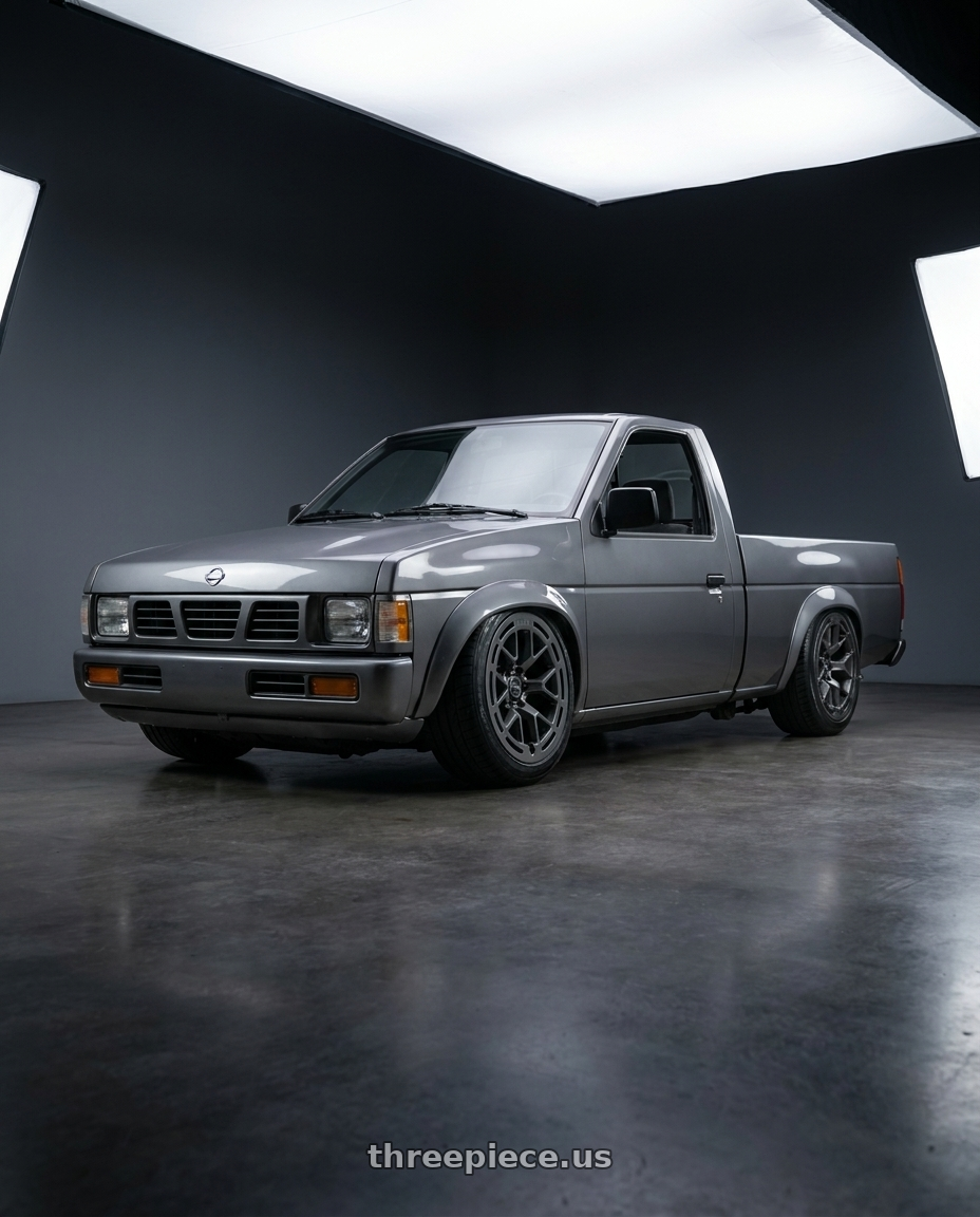 1994 Nissan d21 xe grey with RTR 950SC Tech 6 Ranger/Bronco 6x139.7 17x9 +30 Satin Charcoal wheels