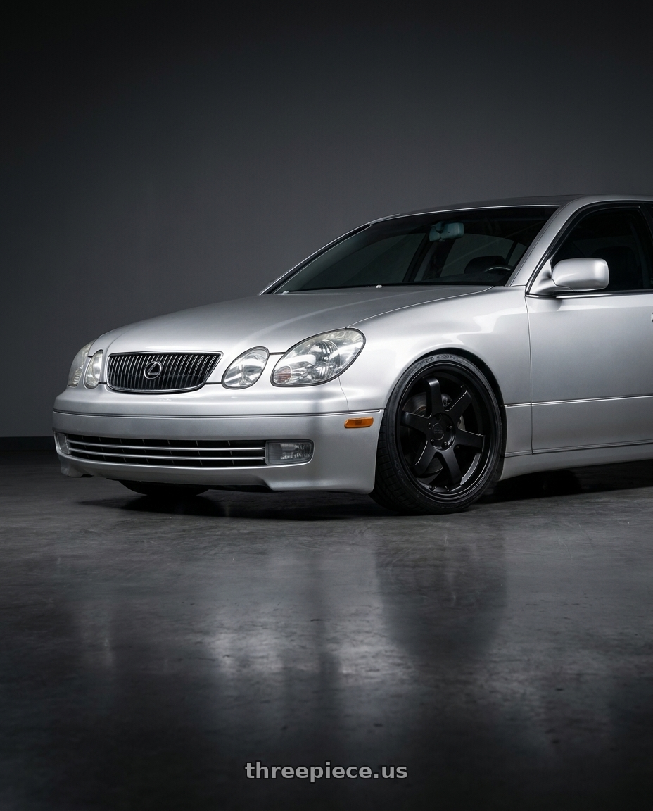 2002 lexus gs430 with KATANA RACING KR08 5x114.3 18x8 +40 Matte Black wheels