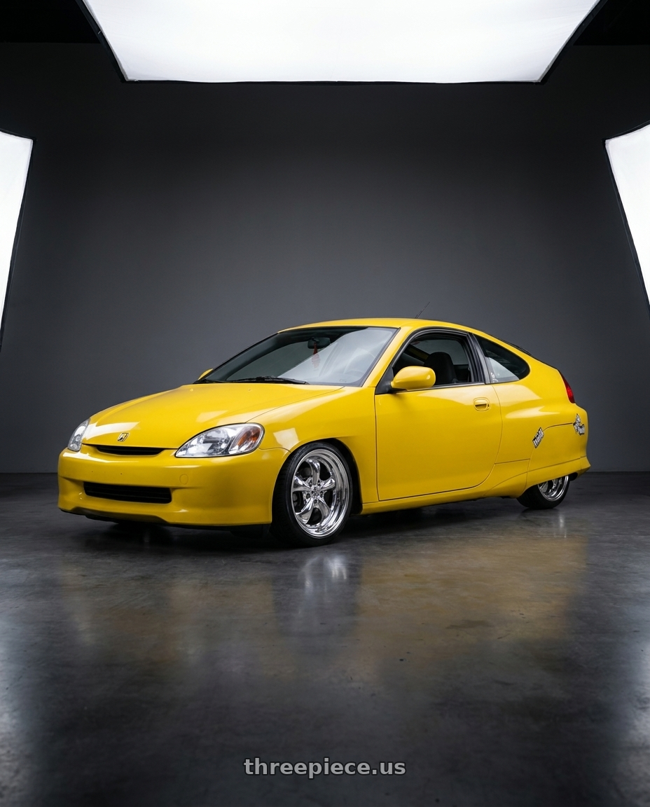 2001 Honda insight  with Work Goocars Hemi 4x100 15x6.5+35 A Disk Bright Buff Finish wheels