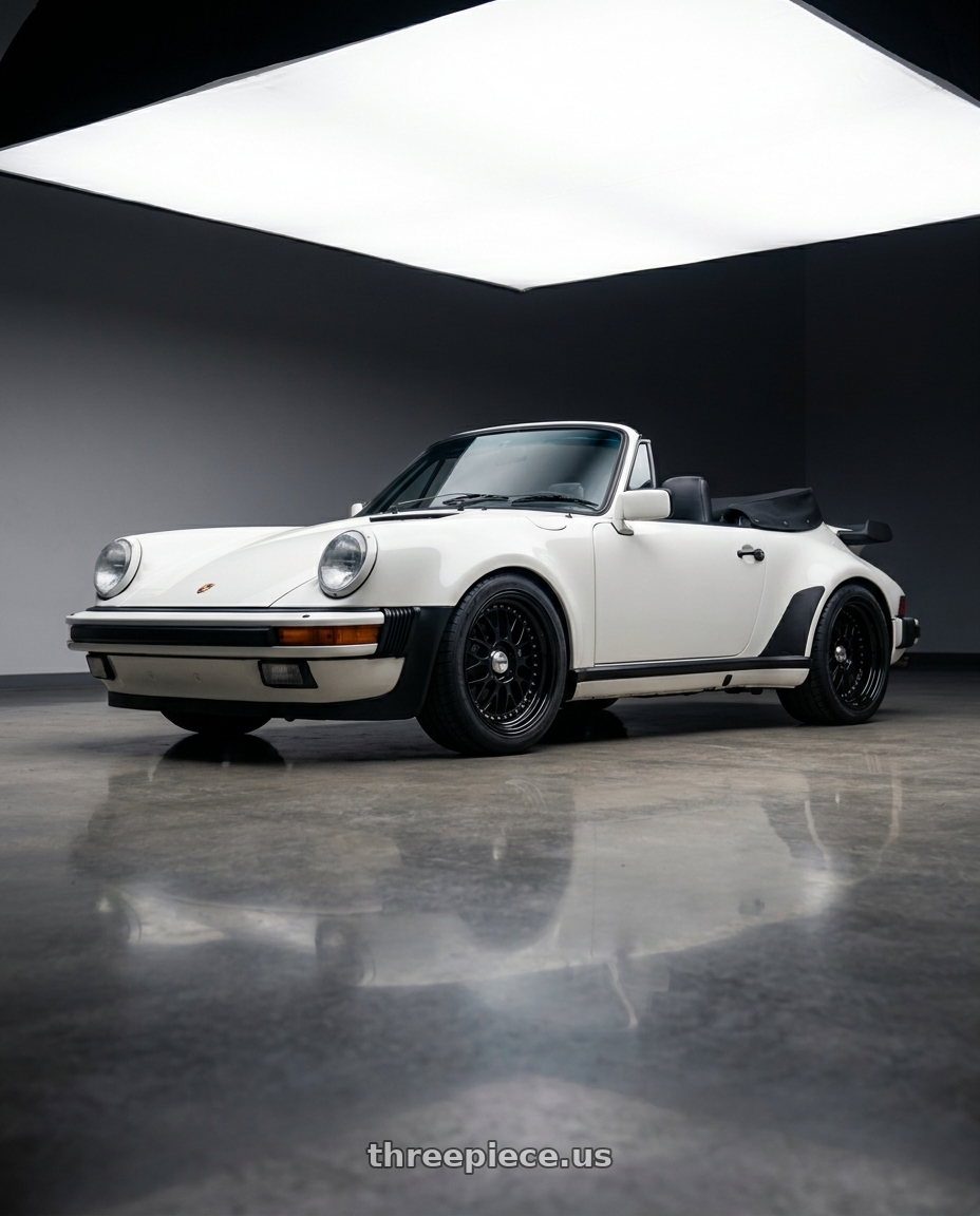 1987 Porsche 930 with Work Meister M1 3p 5x130 18x10+15 H Disk Black wheels