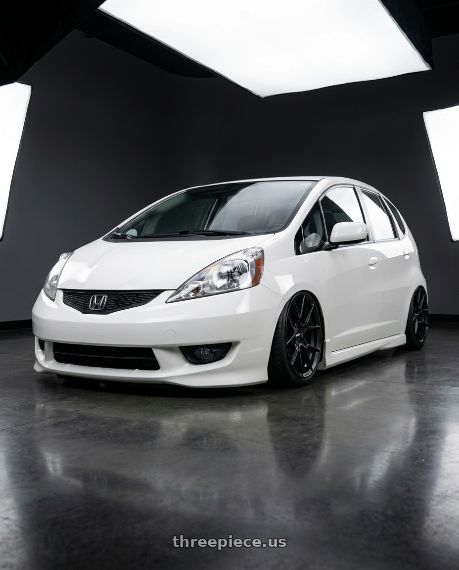 2009 Honda fit ge8 with Rotiform RC199 KPR 5X112 19x8.5 +45 SATIN BLACK wheels
