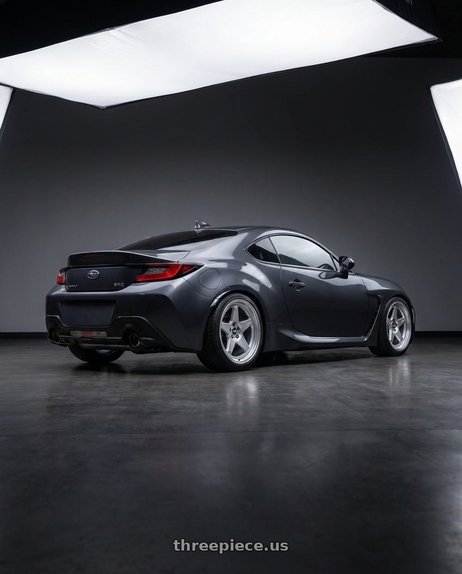 2023 Subaru BRZ premium with ESR Wheels CR SERIES CR5 5x100 18x9.5 +35 Hyper Silver wheels rear three quarter view square tires