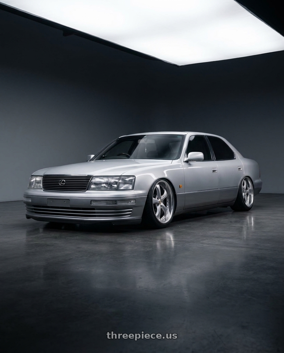 1991 Lexus ls400 with Work Wheels VS-KF 5x114.3 18x8+40 Light Grey Silver A Disk FULL REVERSE wheels