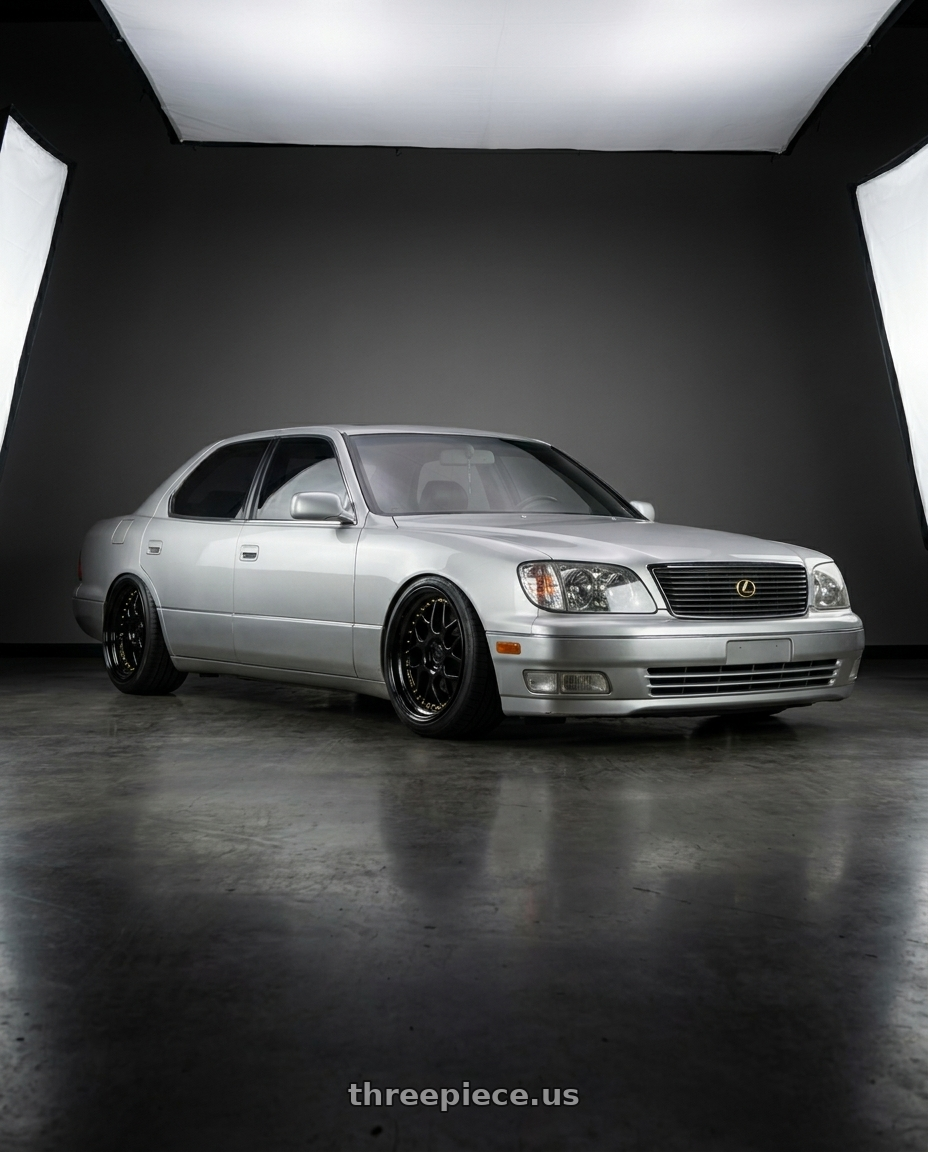 1998 Lexus Ls400 with Aodhan Ds05 5x1143 18x9522 Gloss Black W Gold Rivets 18x95 Et22 wheels