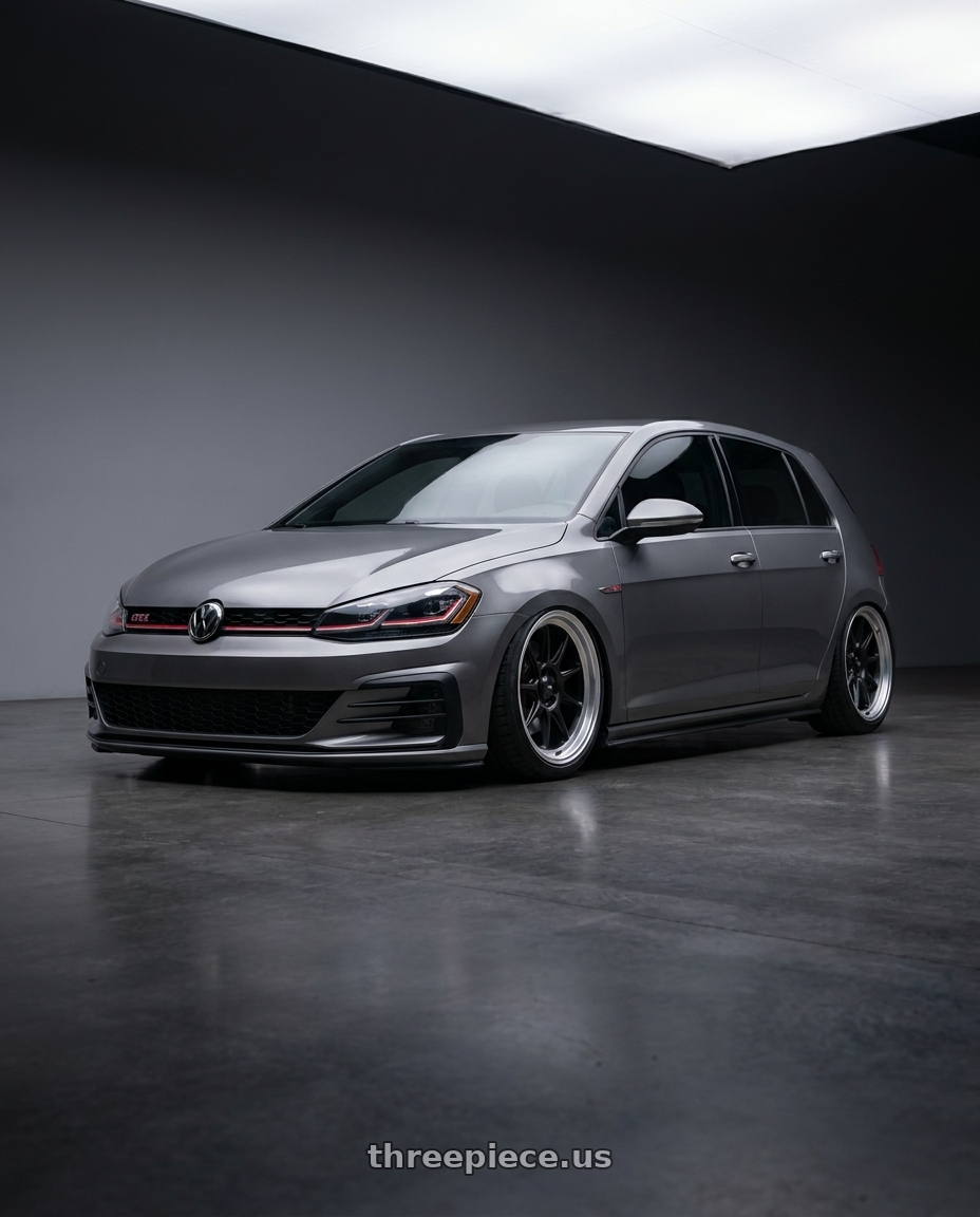 2019 Volkswagen GTI MK7 with Konig Countergram 5x112 19x9.5+30 Matte Black / Matte Machined Lip wheels