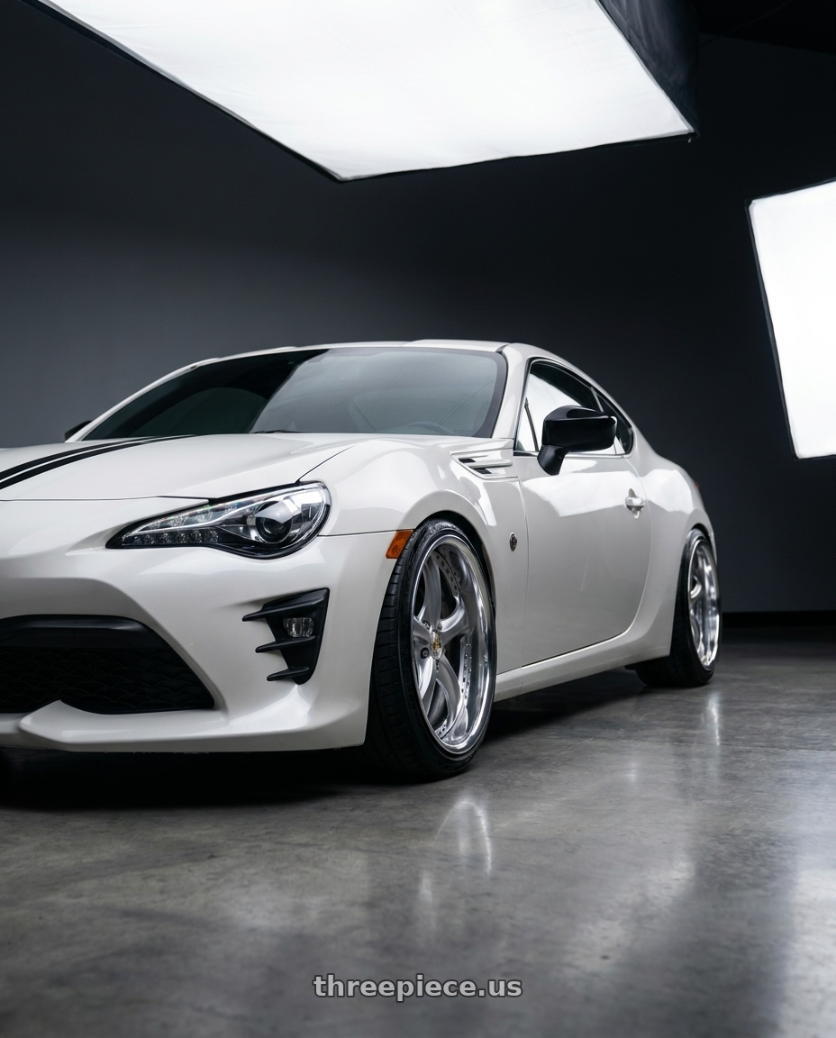2017 toyota 87 with Work Wheels VS-KF 5x100 18x8.5+40 Light Grey Silver O Disk FULL REVERSE wheels